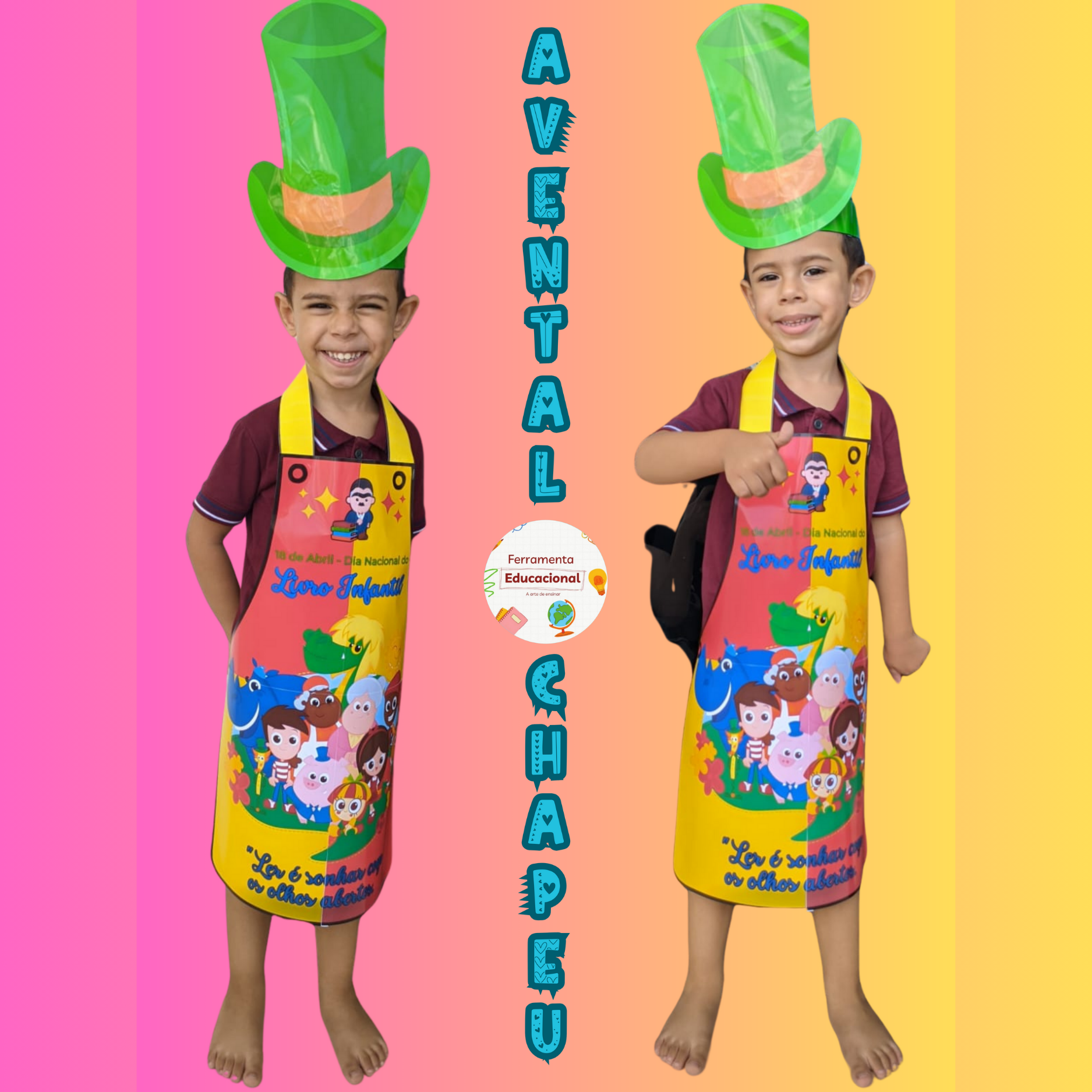 ???? COMBO PARA APRESENTAÇÃO DIA DO LIVRO (AVENTAL + CHAPÉU DO VISCONDE) ????