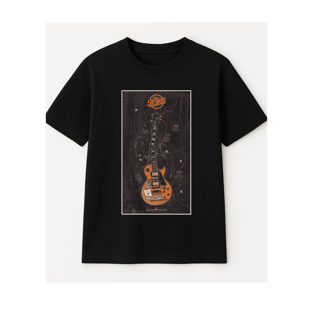 Camiseta Casual Preta Estilo Rock 100% Algodão Modelo: 