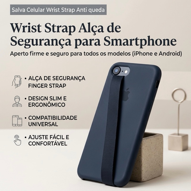 Salva Celular Wrist Strap Anti queda Alça de Segurança para iPhone e Android