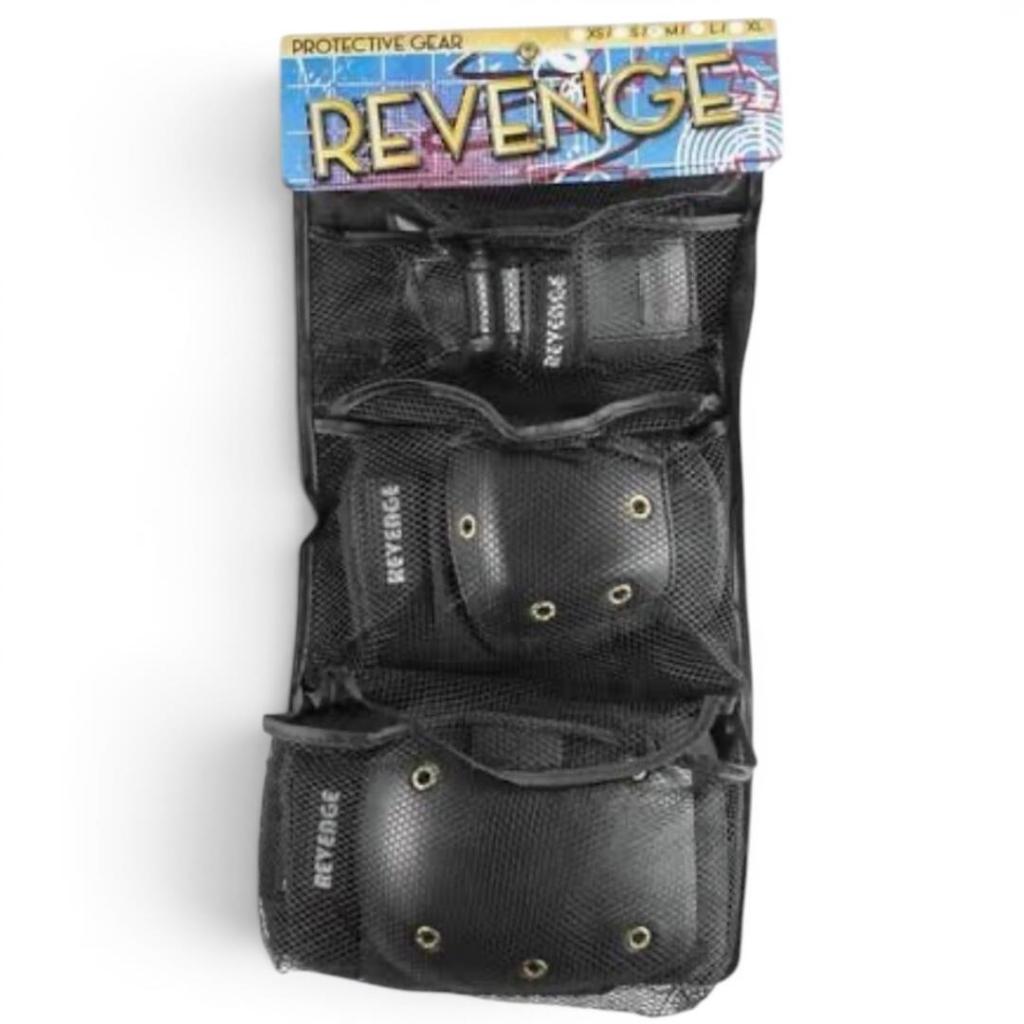 Kit Proteção Revenge 3x1 Joelheira Cotoveleira Wrist Protetor Punho Skate Patins
