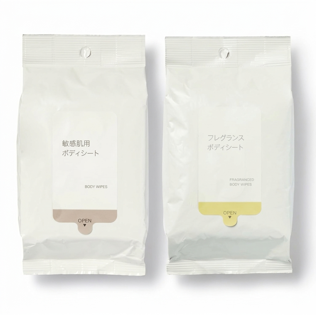 MUJI Body Wipes Sensitive Skin Unscented Bergamot Scented Cotton Sheets Sweat Refreshing Gentle Cleansing Made in Japan