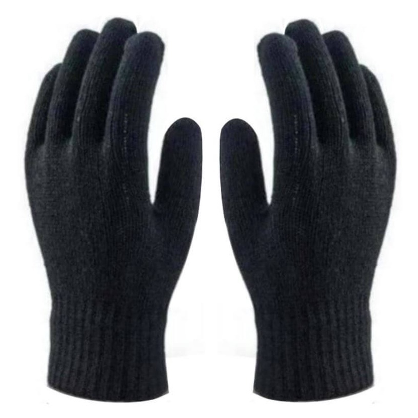 Kit 12 Pares Luva Cotton Black Tricotada 4 Fios Preta Volk