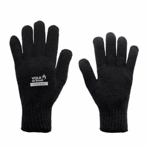 Kit 10 Luva Cotton Black Luva de Malha Tricotada Sem Pigmento Volk Preta Seguranca