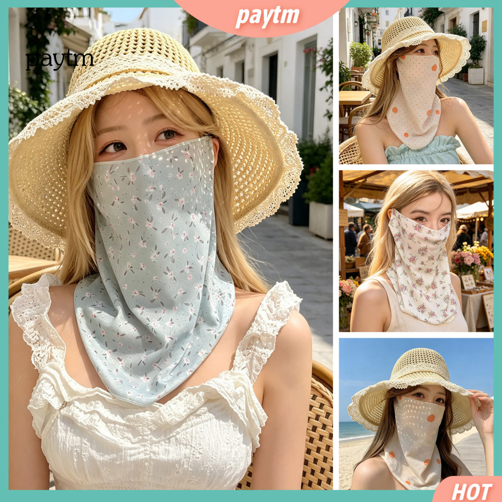 Face Neck Sun Guard Anti Uv Veil for Women Women’s Protection Mask Cotton Dot Print Cover Foldable Gaiter Scarf for Dr