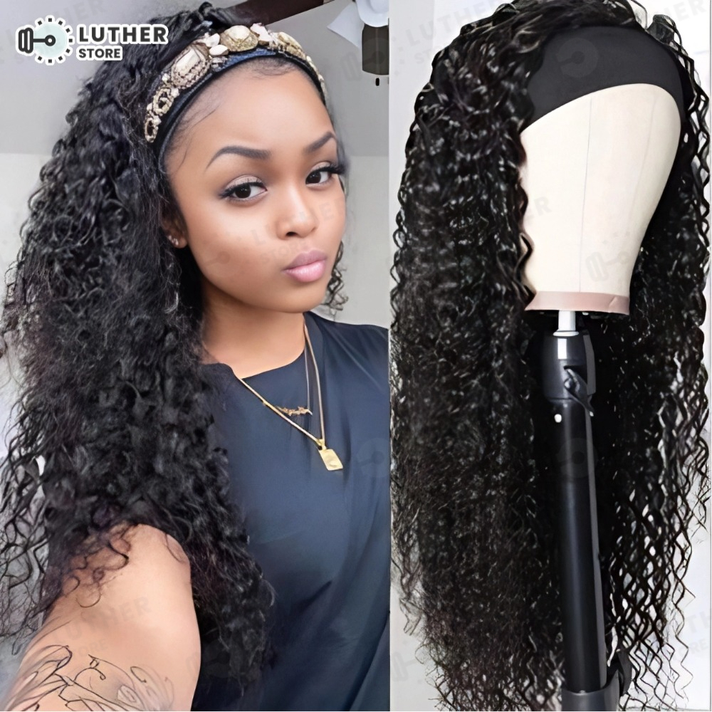70CM Peruca Cacheada Peruca longa Peruca de faixa na cabeça Peruca de cabelo cacheado Para uso diário 27.5INCH