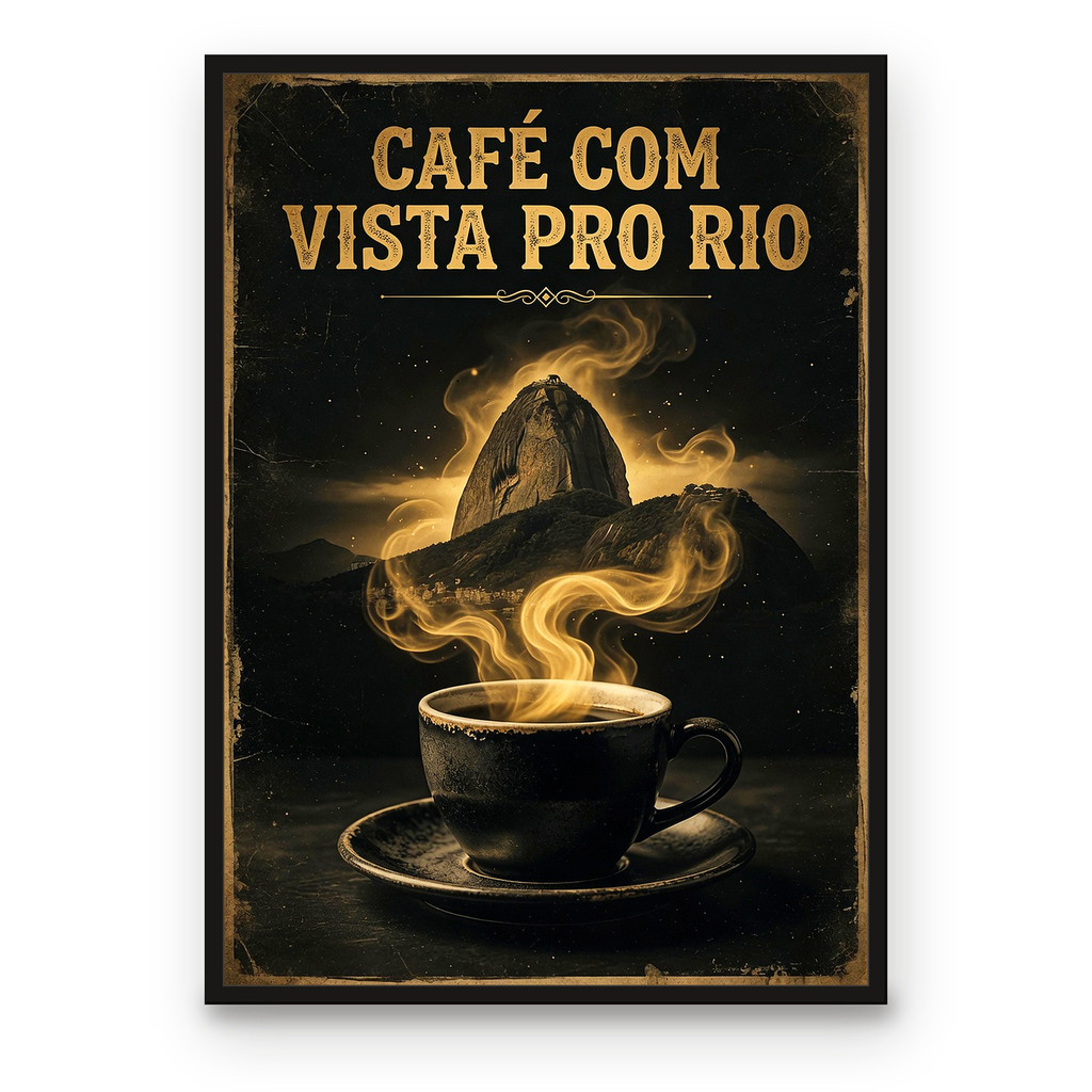 Quadro Decorativo Café com Vista Pro Rio Pão de Açúcar Cozinha