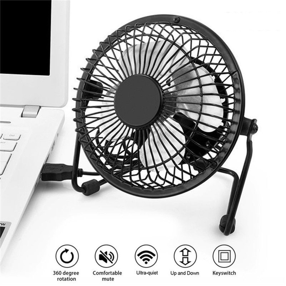 Ventilador Mini Usb Metal Portatil Silencioso Articulavel Mesa Notebook Casa Carro