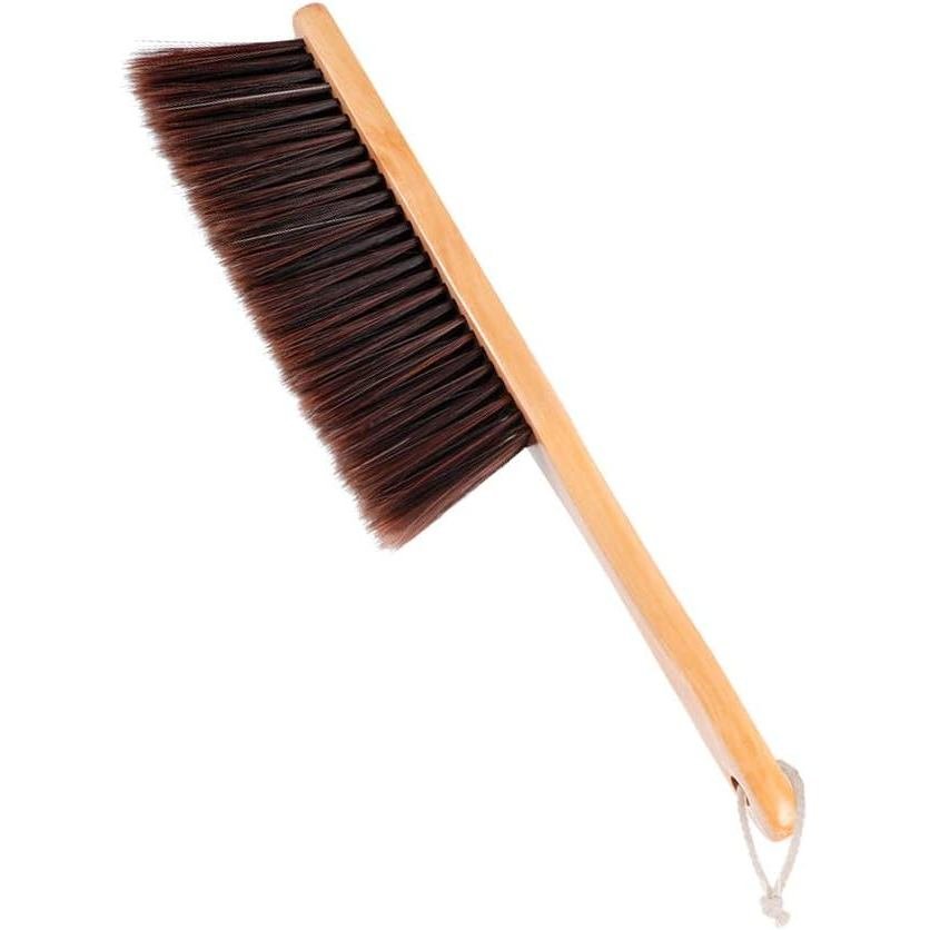 Hand Broom, Dust Brush, Horse Hair Brush with Wood Handle, Duster for Counter, Bench, Car, Furniture, Bed, Woodworking C