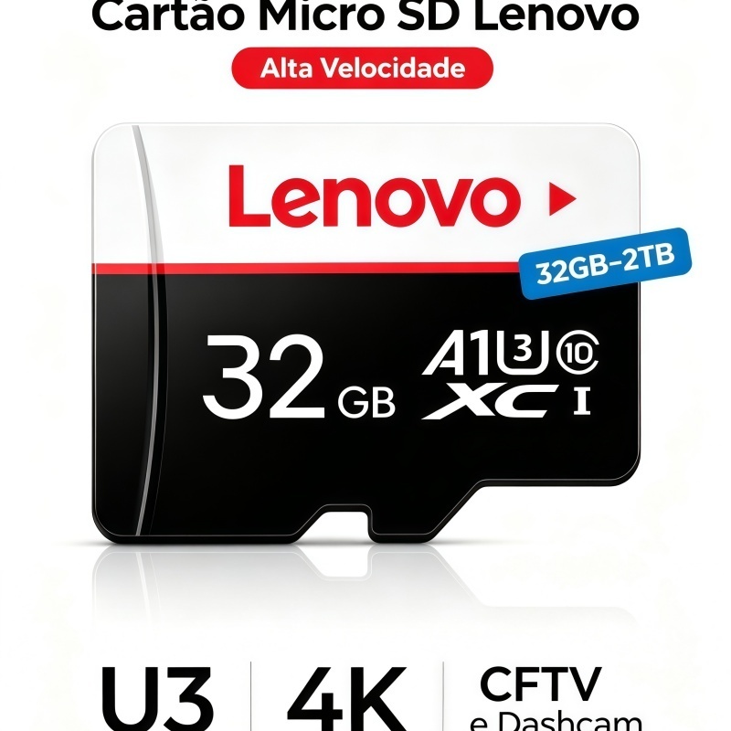 Cartão Micro SD De Alta Velocidade Lenovo Classe 10 U3 A1 Para Câmera CCTV Dashcam 4K Com Várias Capacidades