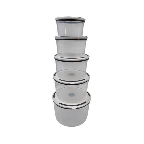 Potes Herméticos Plástico 5 Peças 400ml 650ml 1000ml 1500ml 2000ml Transparente TOP RIO