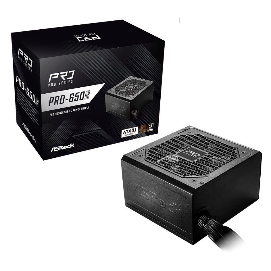 Fonte Gamer Energia Alimentação 650W 80Plus Atx 3.1 Asrock Pro