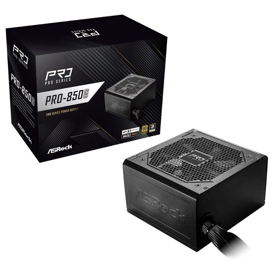 Fonte Gamer Energia Alimentação 850W 80Plus Gold Asrock Pro