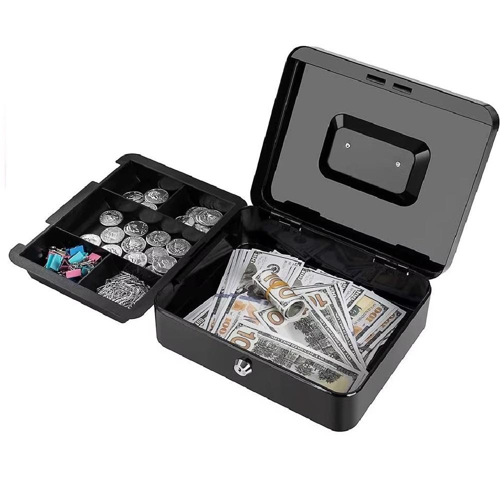 COFRE METAL CHAVE PORTA DOCUMENTOS DINHEIRO JOIAS 20CM PORTATIL CASH BOX ORGANIZADOR