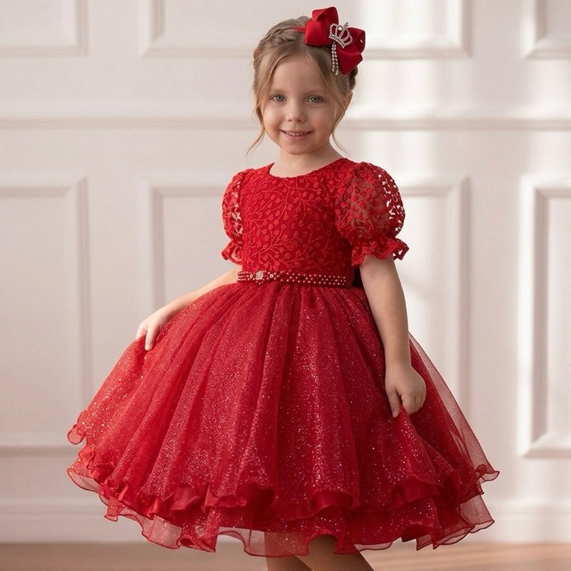 Vestido Infantil Menina Mídi Bella CHILD Várias Cores Festa Luxo Aniversário