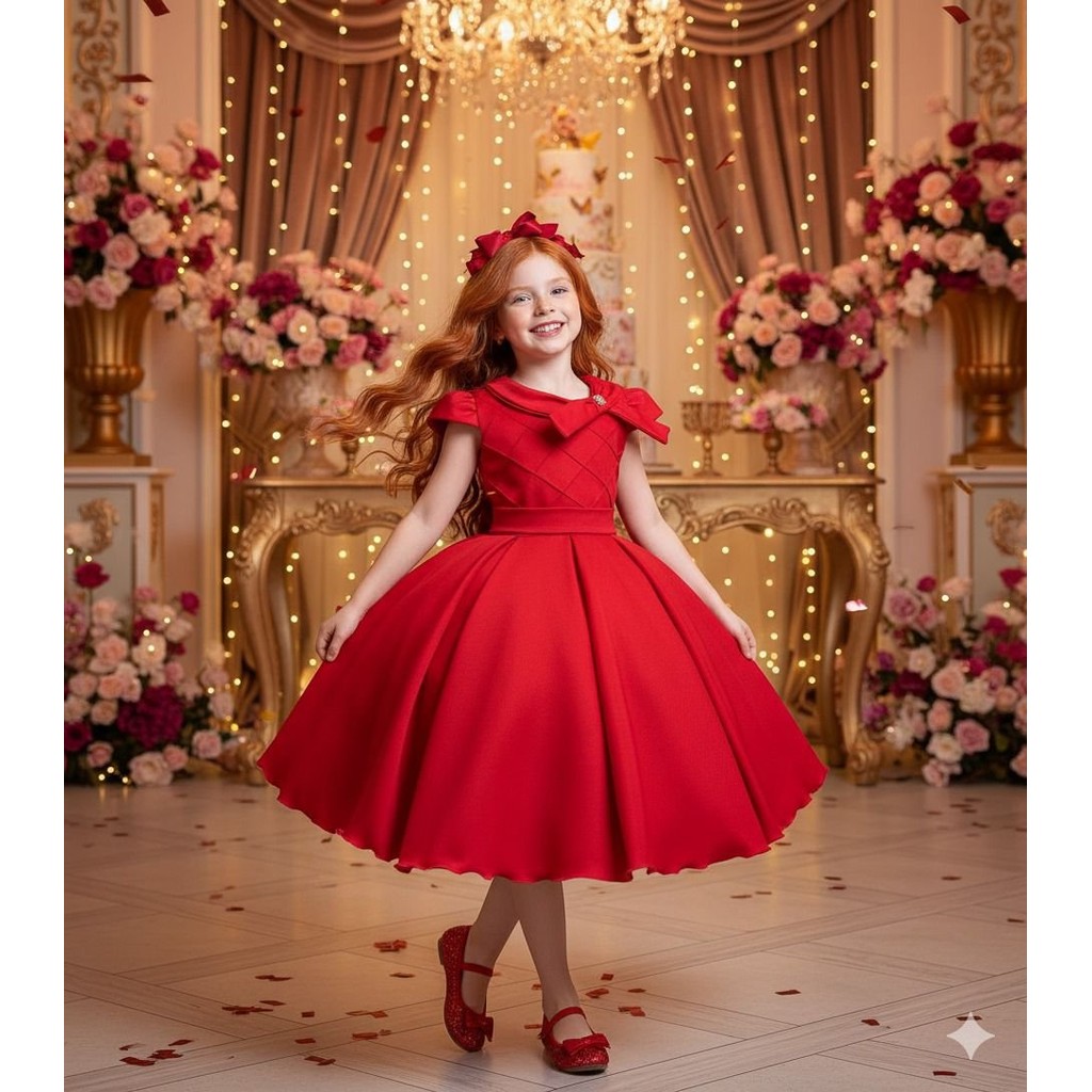Vestido Bella Child Ravena Vermelho