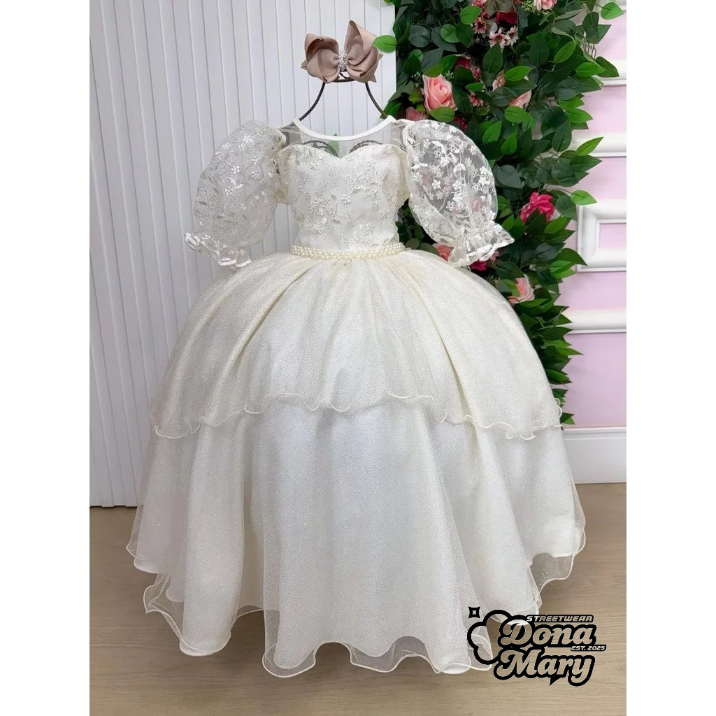 Vestido Bella Chilld Longo Eva Cor Off