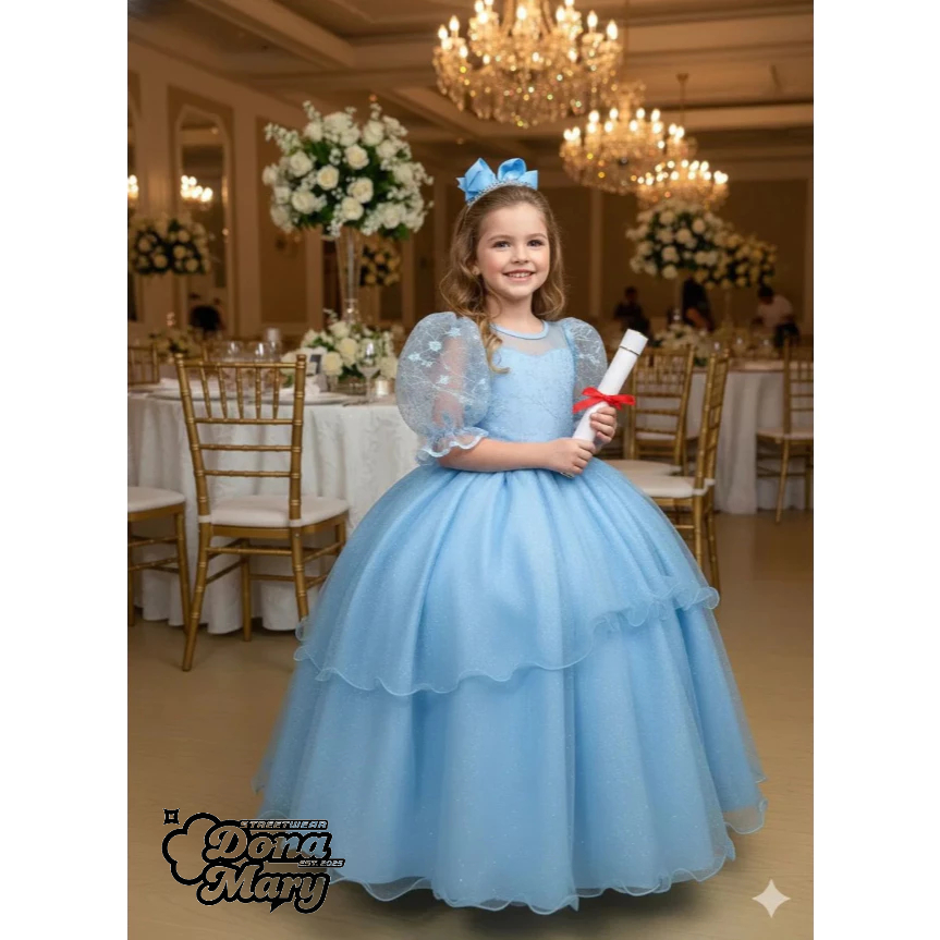 Vestido Bella Child Longo Eva Azul Bebe