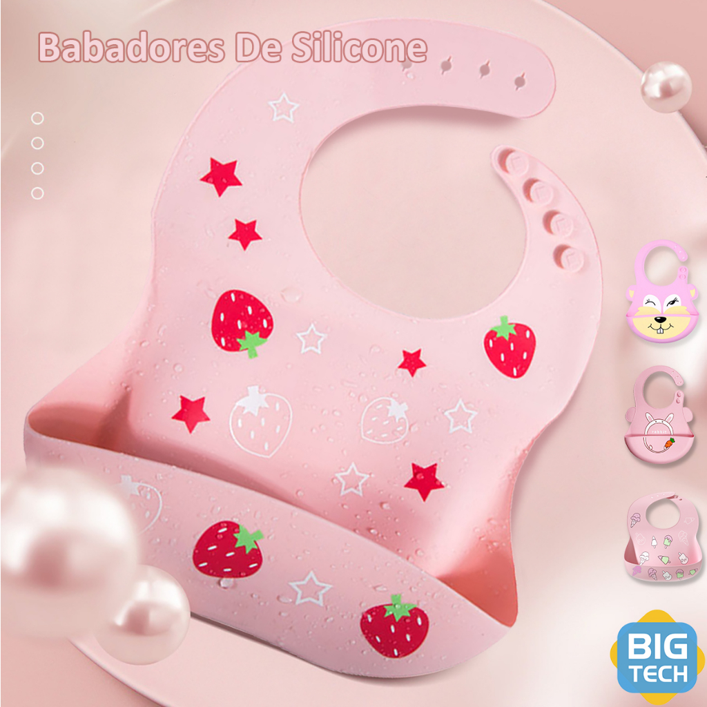 Babador De Silicone Infantil Babadores Impermeável Para Bebê Coletor De Migalhas De Pão Adjustable