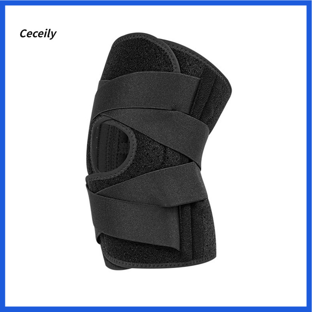 Knee Support Brace Neoprene Sleeve Adjustable Sports with Pre-shaped Arc Silicone Anti-slip Strip Compression for Injury