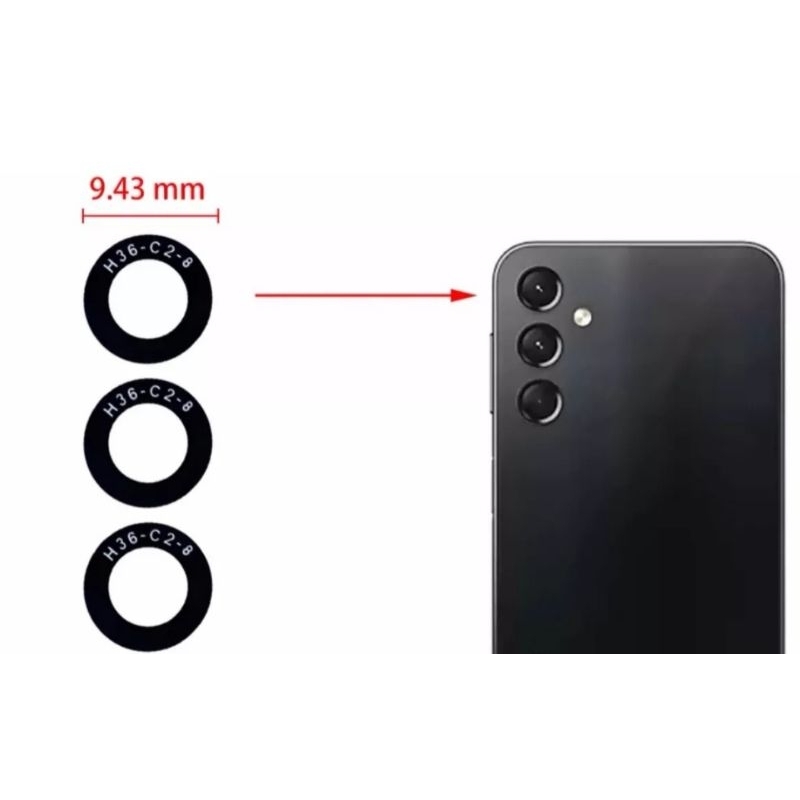 Lente Vidro de Câmera Traseira Compatível galaxy A24 A245 (3pçs)(com adesivo )