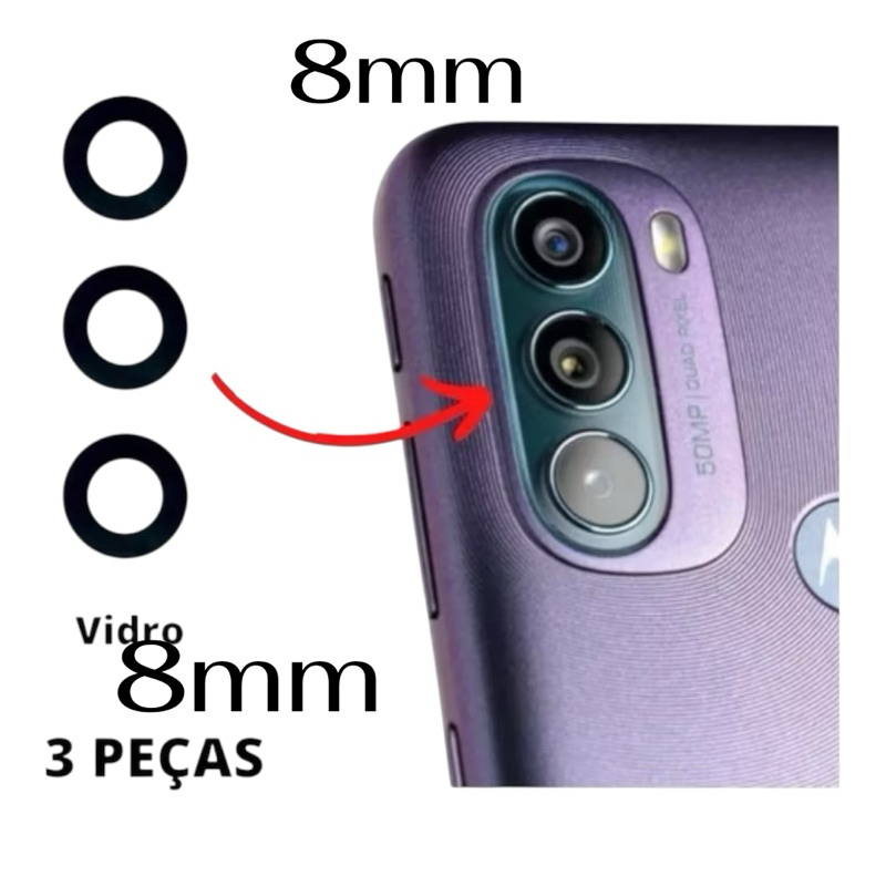 Lente de vidro Camera Traseira Compatível moto g31 xt2173  (3pçs)(com adesivo )