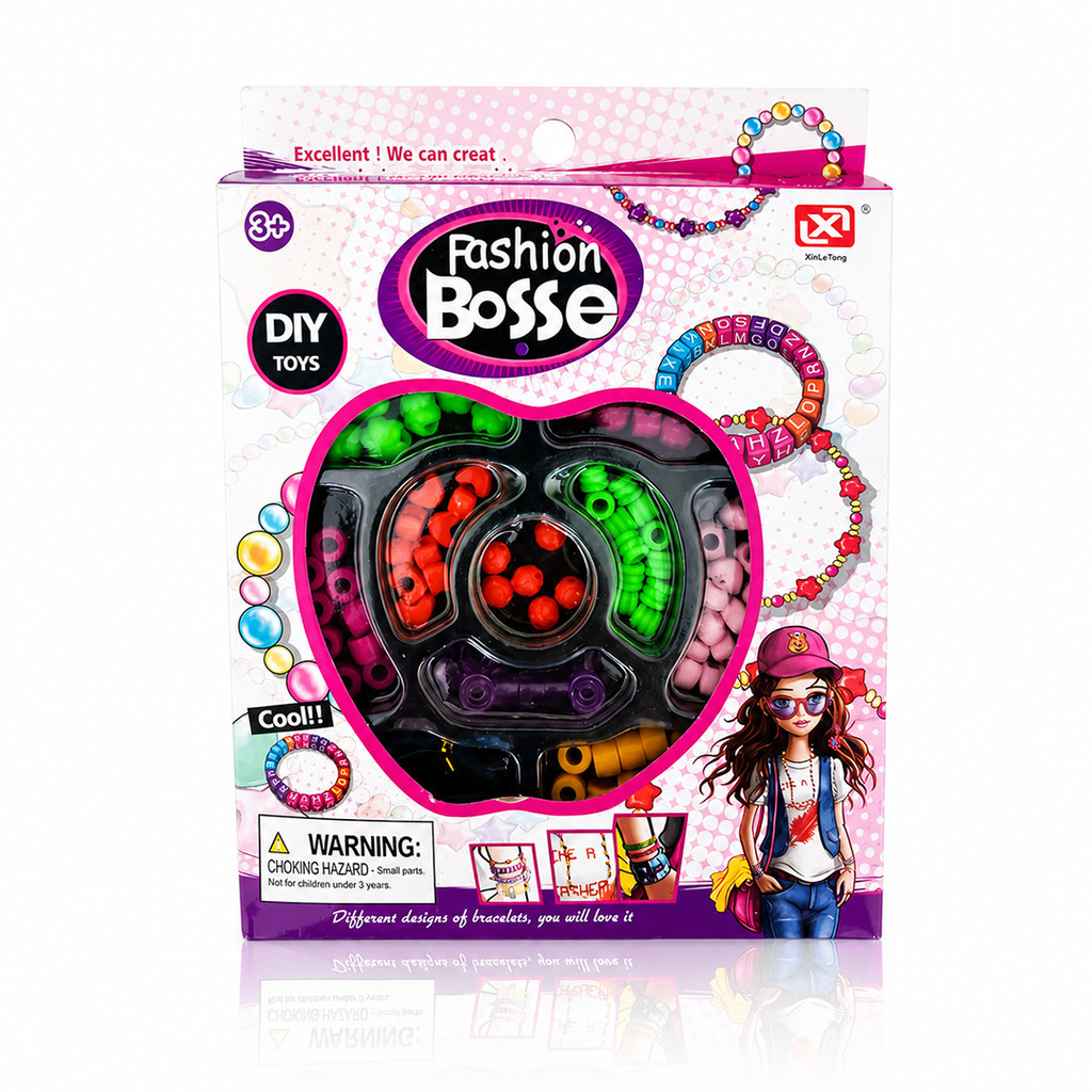 Kit de Miçangas Coloridas Infantil DIY Fashion Bosse Crie e Customize Colorida e Divertida