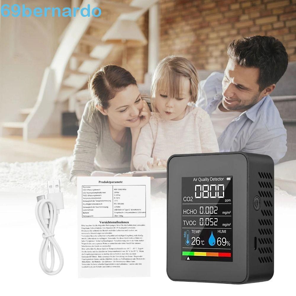 Detector De CO2 BERNARDO , Monitor De Qualidade Do Ar LCD De Temperatura , Testador De Umidade 5 Em 1 TVOC Escritório