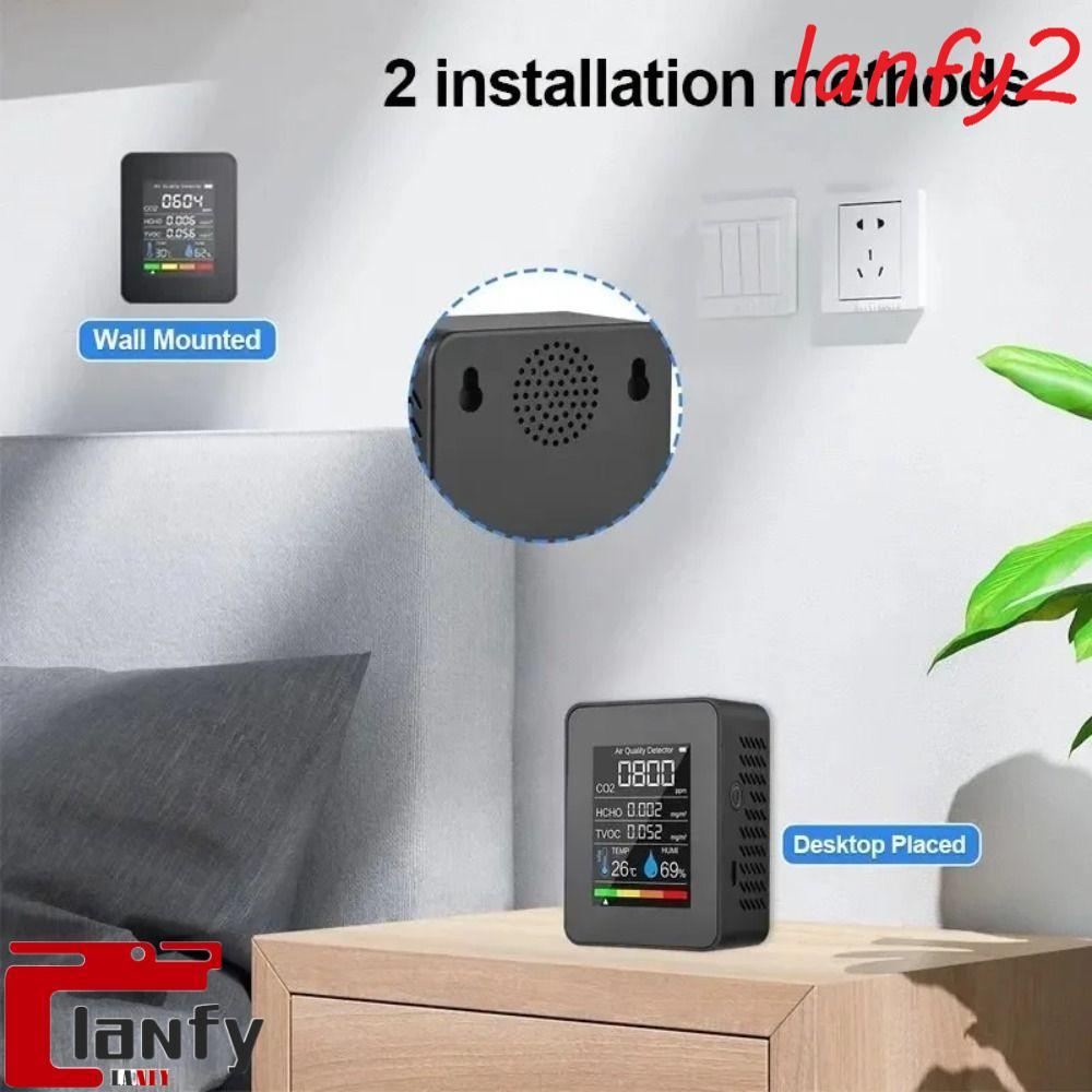 LANFY Detector De CO2 , Monitor De Qualidade Do Ar De Temperatura Testador De Umidade , LCD Portátil 5 Em 1 TVOC Tester
