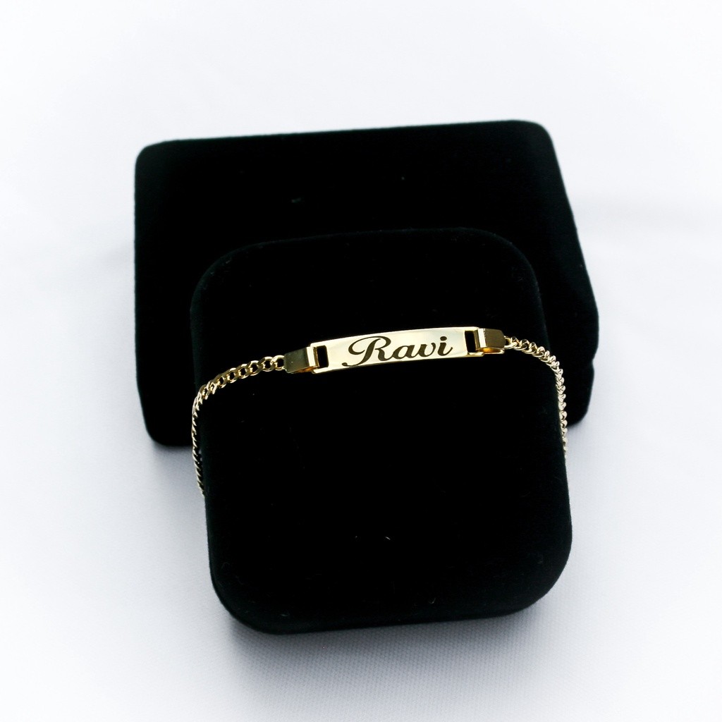 Pulseira Infantil Recém Nascido Banho Ouro 18k Gravação