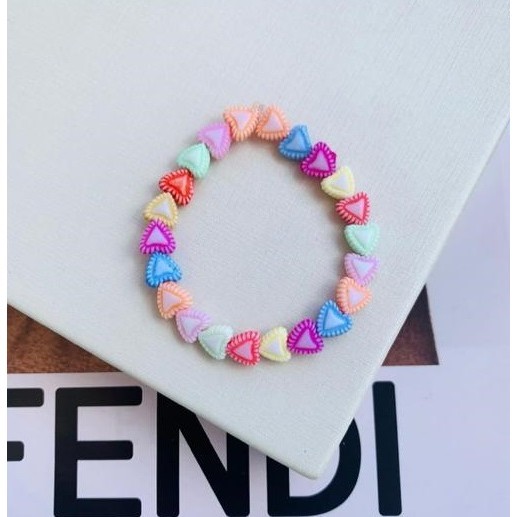 Pulseira de miçangas pulseira infantil coração trabalhado corações coloridos