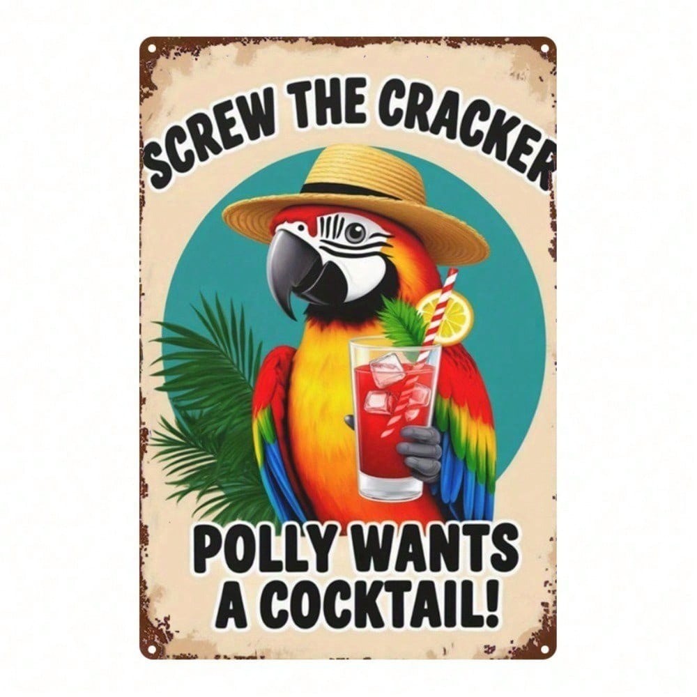 CIFbuy Parrot Cocktail Metal Sign 8x12 Polegadas Decoração De Presente De Arte De Parede