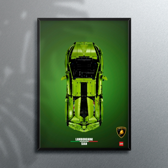Pôster Expositor Lamborghini Sián FKP 37 LEGO 50x70cm Fosco | Com ou Sem Suporte