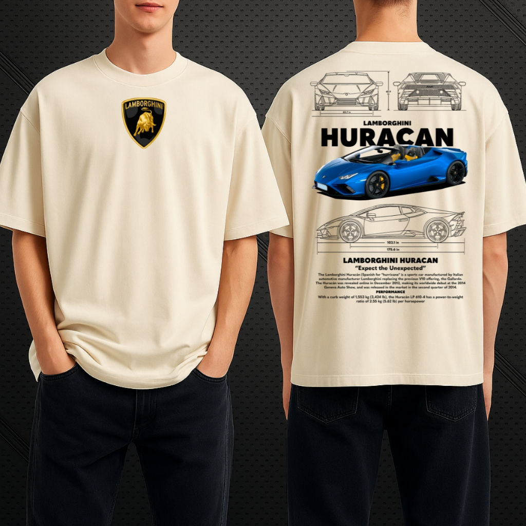 Camiseta Oversized Lamborghini Huracan Algodão Blusa Masculina Camisa Larga Streetwear