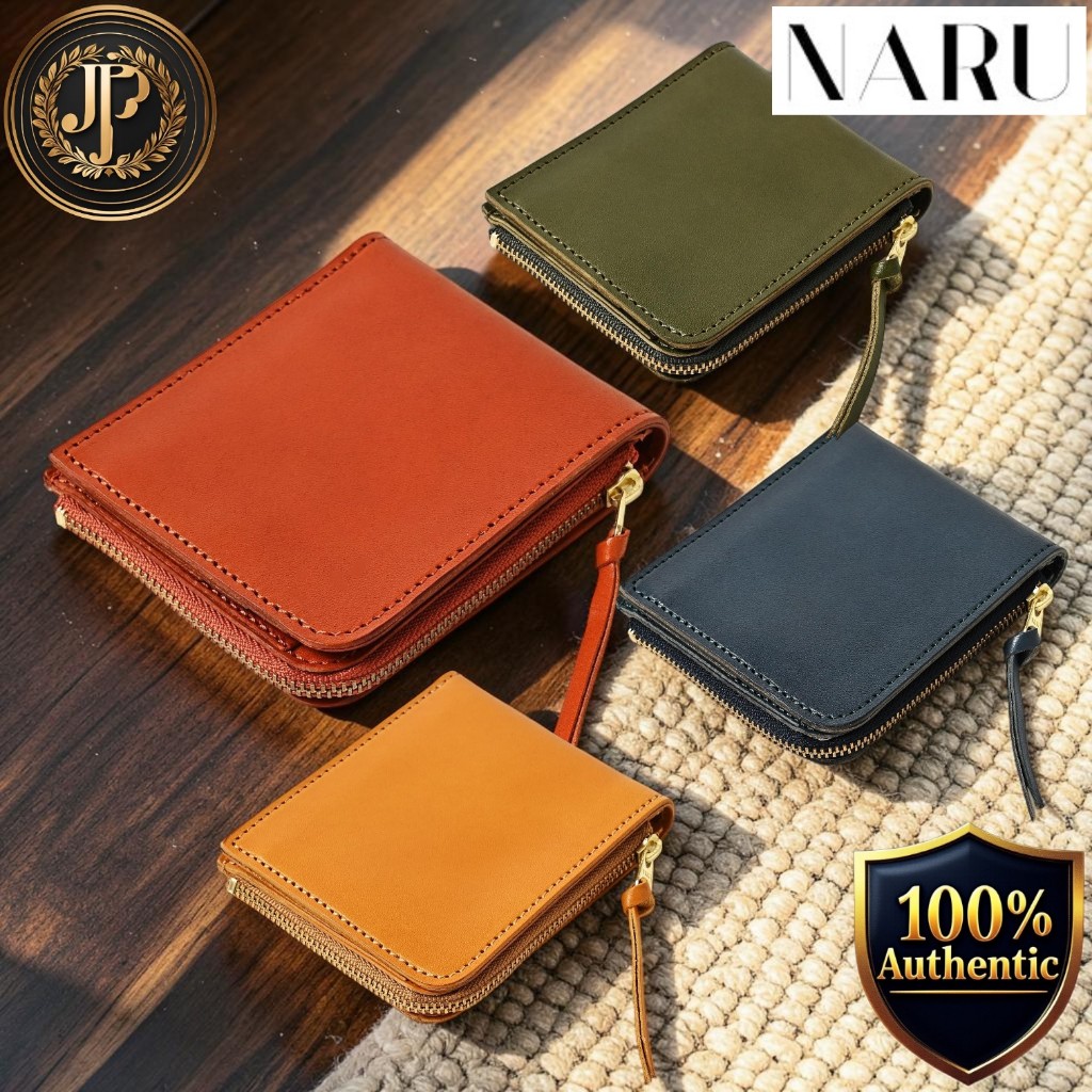 [NARU] Tochigi Leather Bifold Wallet, Unisex Slim Mini Wallet, Genuine Leather, Compact Lightweight