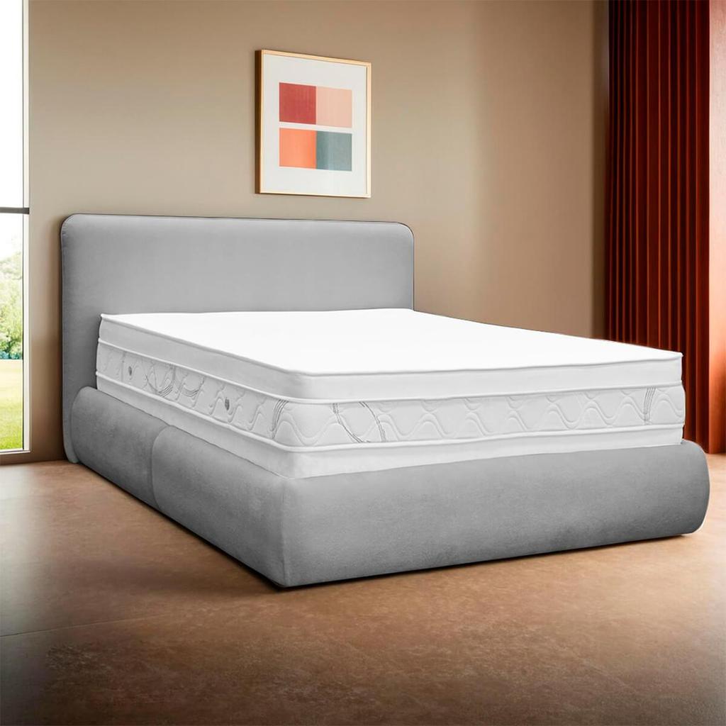 Kit Cama Box + Cabeceira Orgânica Moscou Quarto de Casal 152cm Bouclê - SOFA STORE