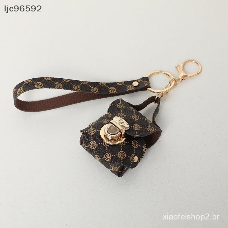 [ljc] Mini Chaveiro Portátil Leve Luxo Moda Couro PU Fone De Ouvido Bolsa Pingente Multifuncional De Armazenamento [BR]