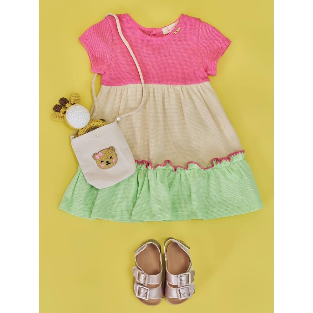 Vestido Menina em Malha Little Waffle (Acompanha Bolsa)Kukiê