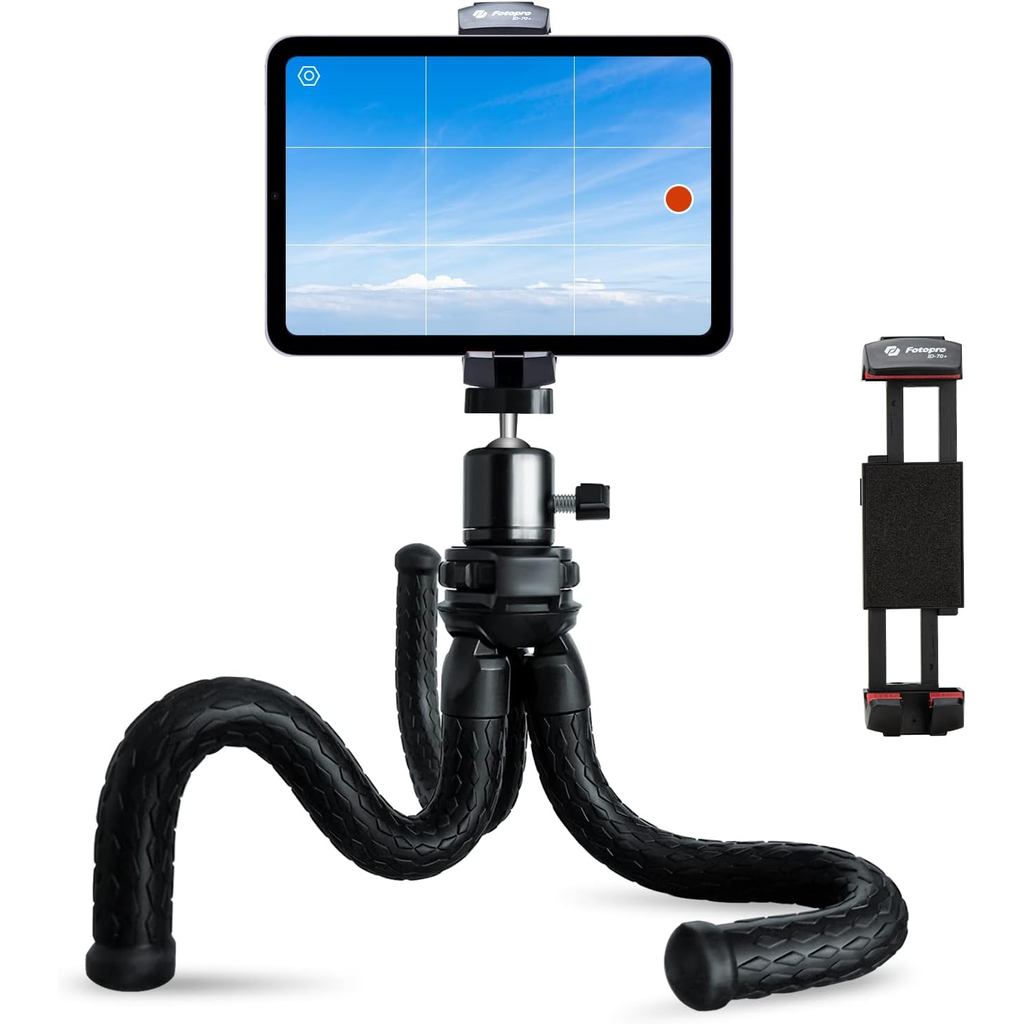 Suporte de Tripé Fotopro para iPad com Cabeça Esférica 360° para Câmera, Telefone, Tablet e Mais - Cold Shoe, Suporte Fl
