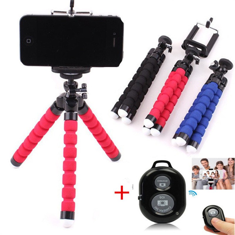 Tripé pequeno para celular, bastão de selfie, suporte com temporizador, montaria em formato de polvo, controle remoto