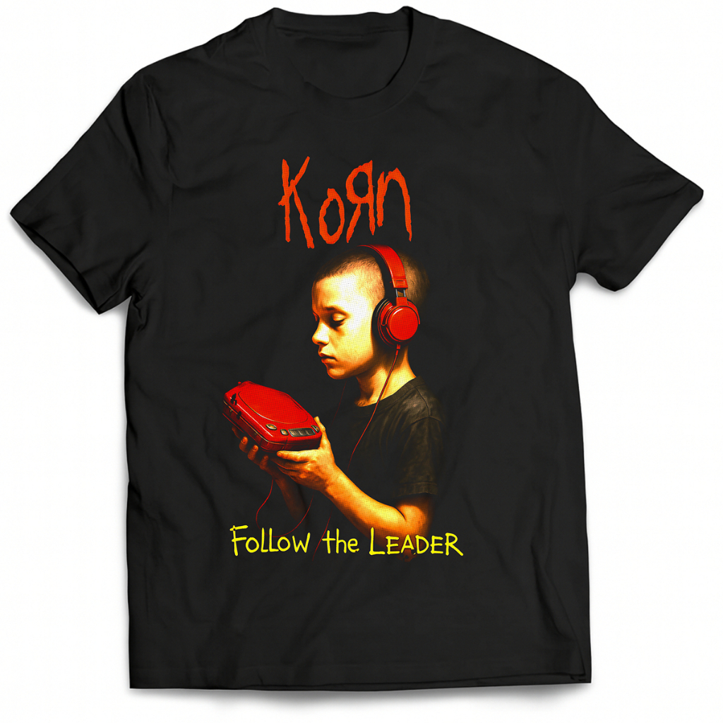 Camiseta Korn Follow the Leader Álbum Moderna 100% Algodão Unissex Camisa Banda Korn Halftone