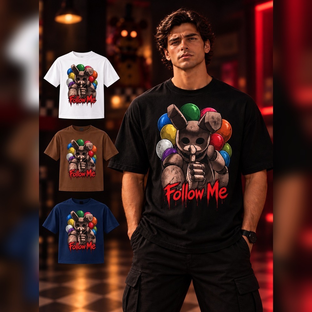 Camiseta Springtrap FNAF Five Nights at Freddy's Masculina Unissex Estampada Follow Me Terror Gamer