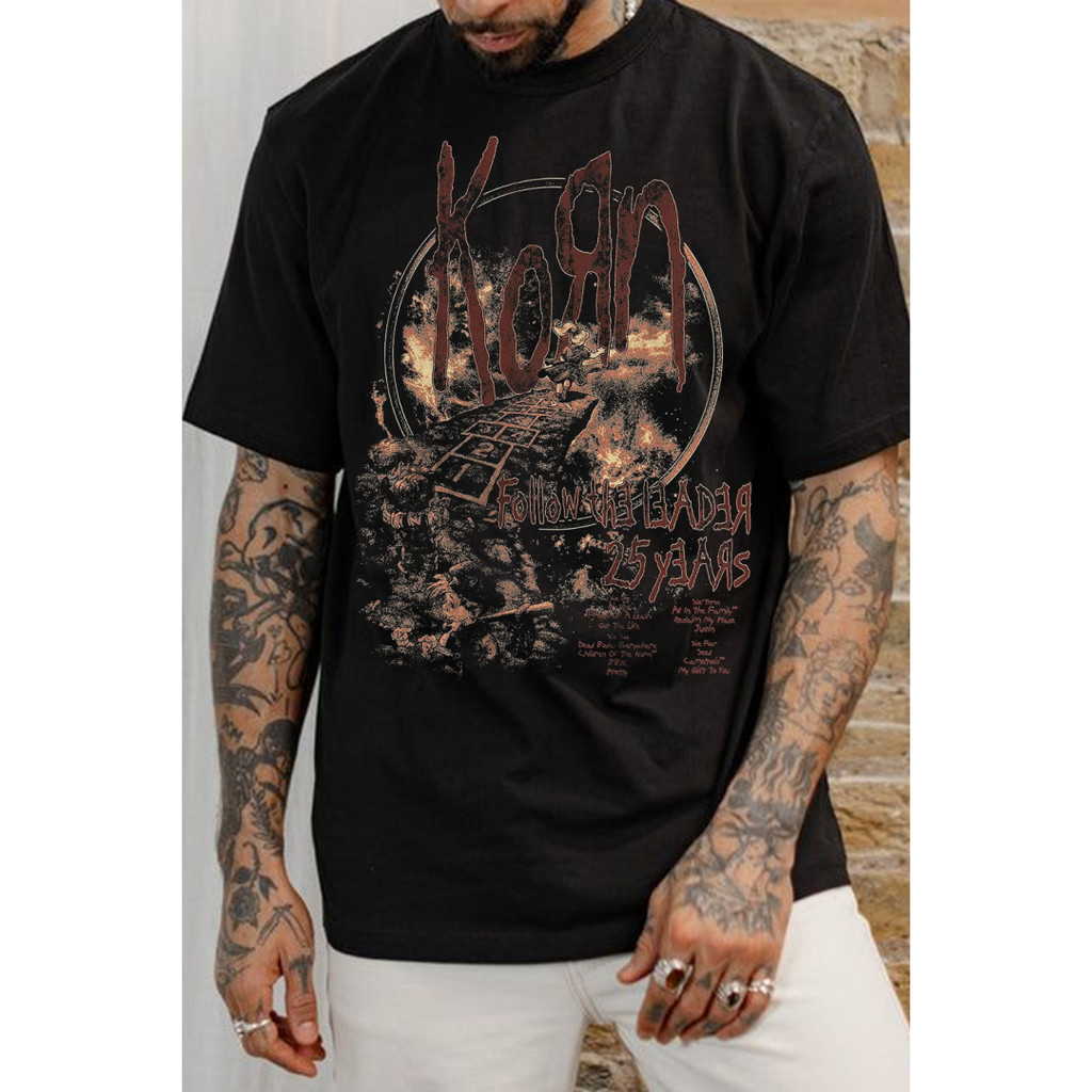 Camiseta Masculina Feminina Estampa Korn Follow The Leader 25 Anos T-shirt Unissex Streetwear Envio Imediato