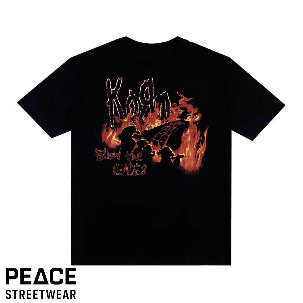 Camiseta Streetwear Camisa Oversized Premium Rock Korn Follow Estilosa Banda Gótica Grunge Alternativa Y2K Punk Algodão