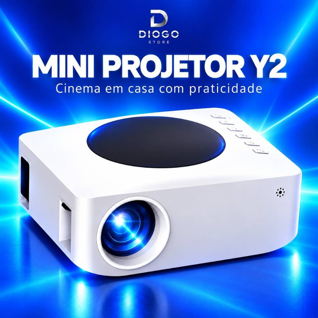 Mini Projetor  Y2 Smart LED Wi-Fi 720p Suporta 1080p Espelhamento Android iOS HDMI USB Tela até 200 Polegada