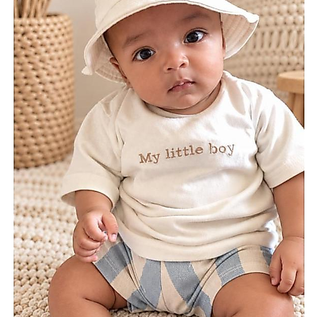 Conjunto Infantil My Little Boy Camiseta T-Shirt Over Bordada Com Shortinho