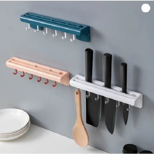 Kitchen Knife & Utensil Hook Rack – Adhesive Mount, Space-Saving Organizer