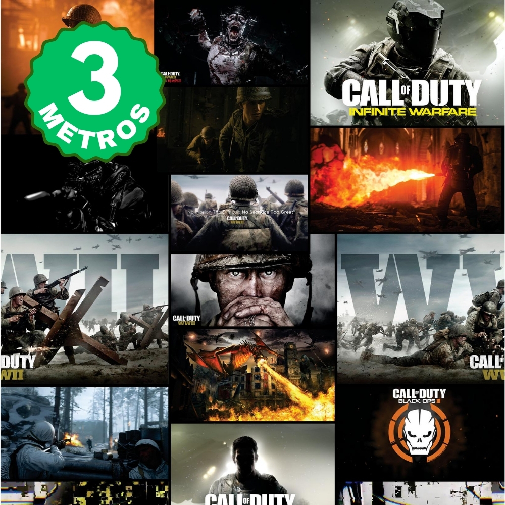 Papel de Parede Adesivo Call Of Duty Games Gamer Quarto Infantil Colorido Lavável 3 Metros