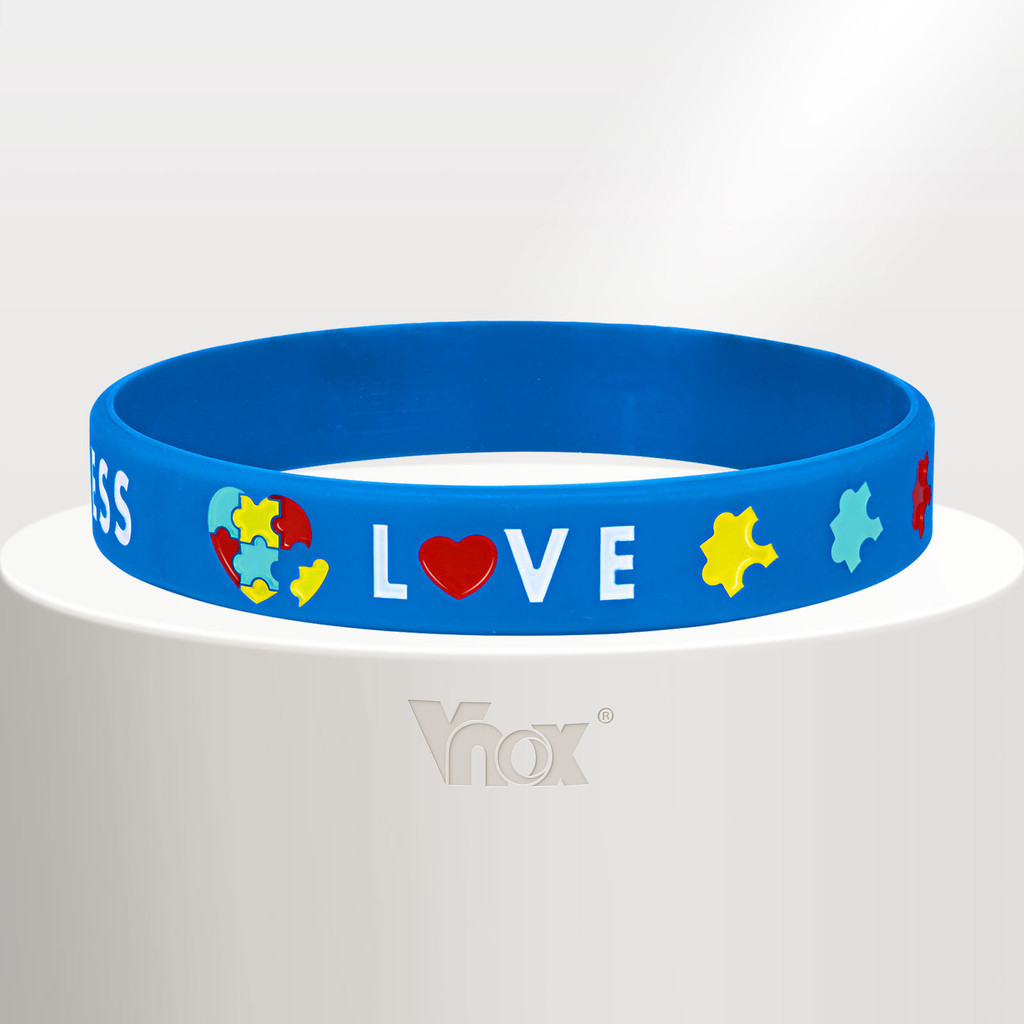 Vnox Pulseira De Silicone Para Crianças Autismo , Borracha Macia De 12mm O Amor Conscientização Ao Jóias