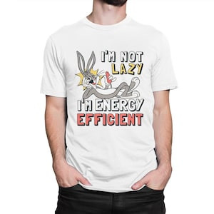 Camiseta Masculina Feminina Oversized Estampa Bugs Bunny Frase I'm Not Lazy T-shirt Streetwear Divertida Manga Curta