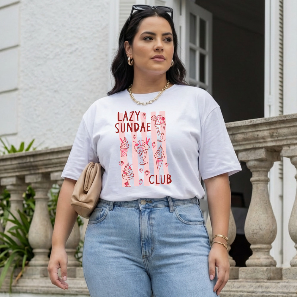 Camiseta Feminina Estilosa Plus Size Blusa T shirt Estampada 